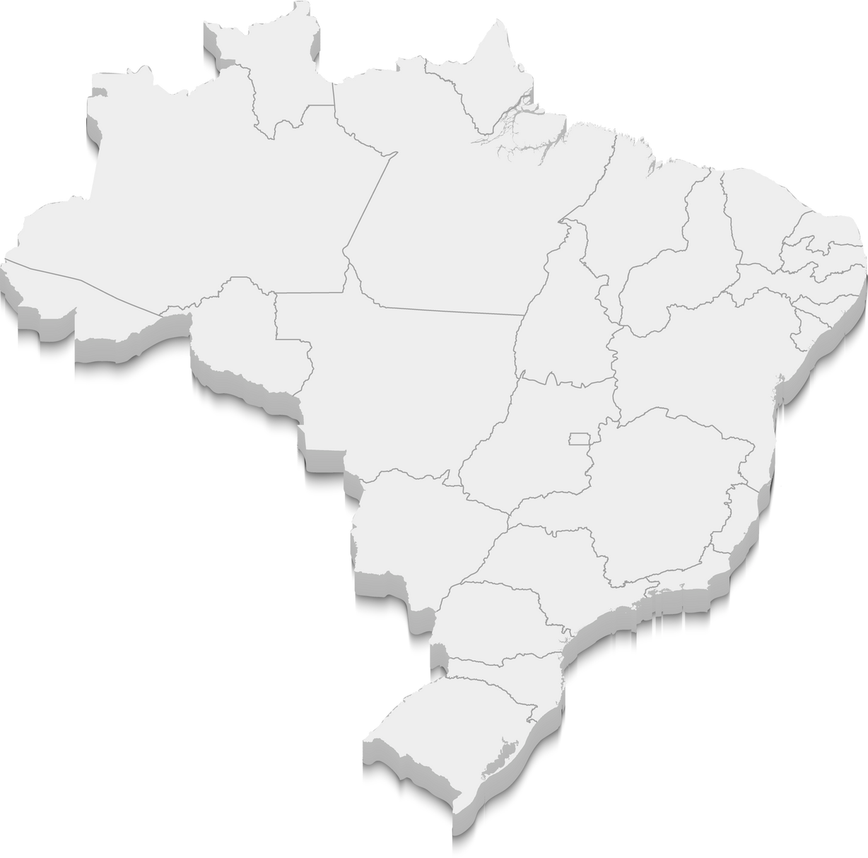 3d map of Brazil with borders of regions